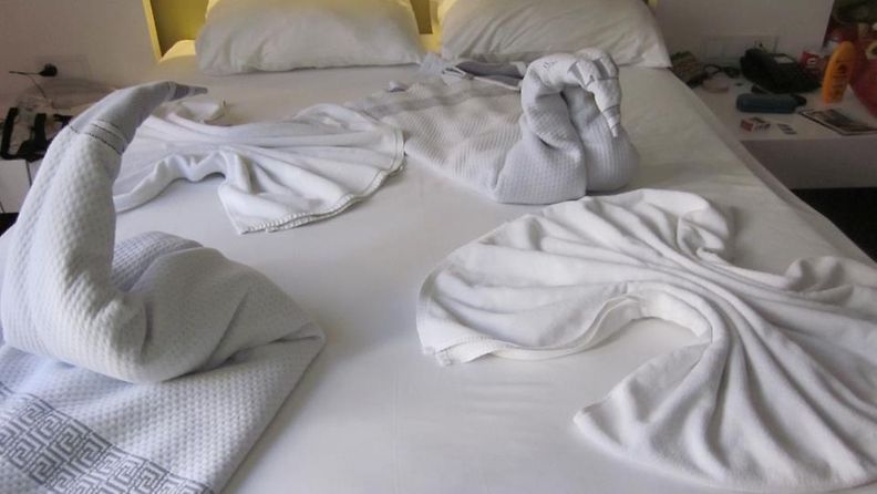 Näin sänky oli pedattu turkkilaisessa hotellissa.
