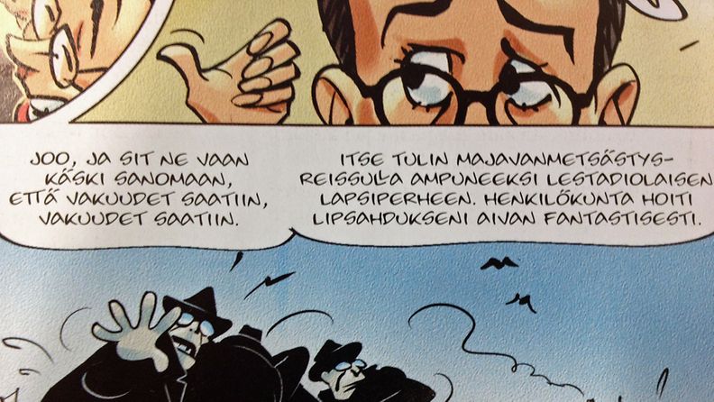 Helsingin Sanomien Kuukausiliittessä 4.8.2012 julkaistu sarjakuva kuohuttaa.