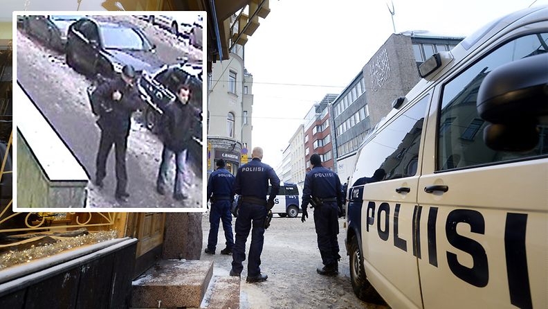 Poliisi tutkii turkisliike Tyyli-Turkiksessa tapahtunutta ryöstöä 14. joulukuuta 2012. 