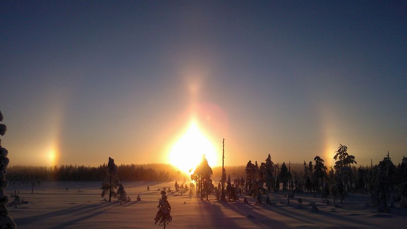 Hyisen hiihtoretken halo Pudasjärvellä 16. tammikuuta 2013. Lukijan kuva: Tarmo Marttila