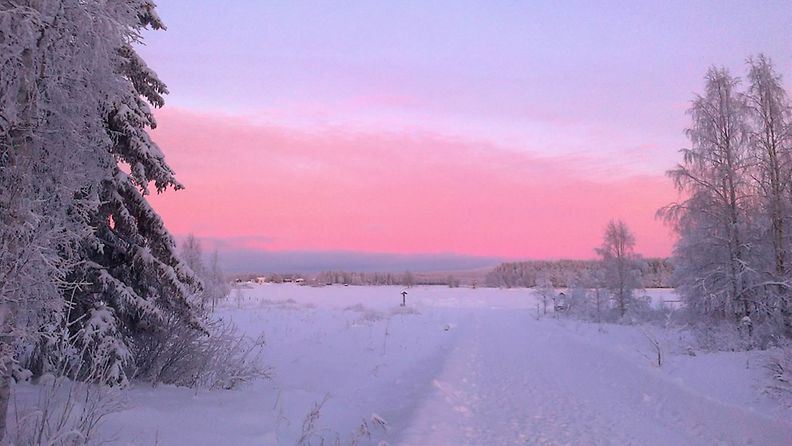 Talvipäivä Tornionlaaksossa Pellossa 11. tammikuuta 2013. Lukijan kuva: Pirjo Kekarainen