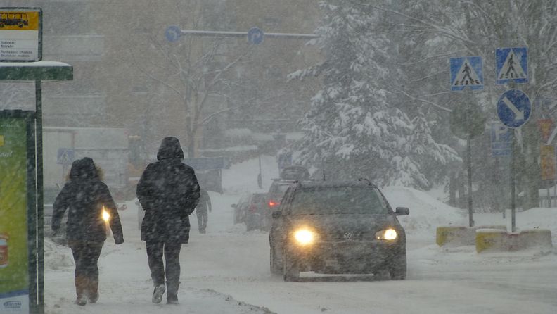 Lunta tuiskusi Helsingissä 8. helmikuuta 2013.