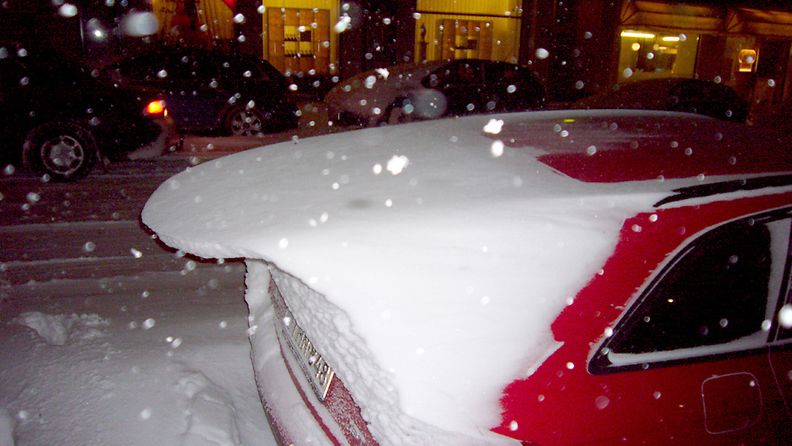 Lumipyry toi runsaasti lunta Helsinkiin 23. marraskuuta 2008.