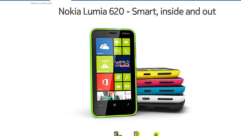 Nokia kaavailee uutta Lumia-puhelintaan erityisesti nuorille. Kuvakaappaus Nokian verkkosivuilta.