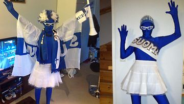 Hämeenlinnalainen Viivi Laine kannusti Suomea todelliseen sinivalkoiseen tapaan!