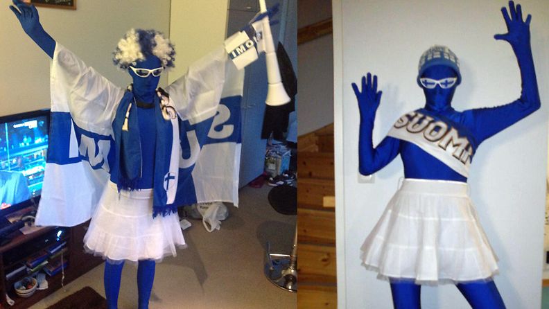 Hämeenlinnalainen Viivi Laine kannusti Suomea todelliseen sinivalkoiseen tapaan!