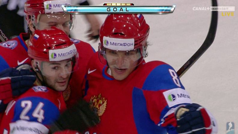 Venäjä juhli toisen erän puolivälissä jo kolmatta maaliaan.