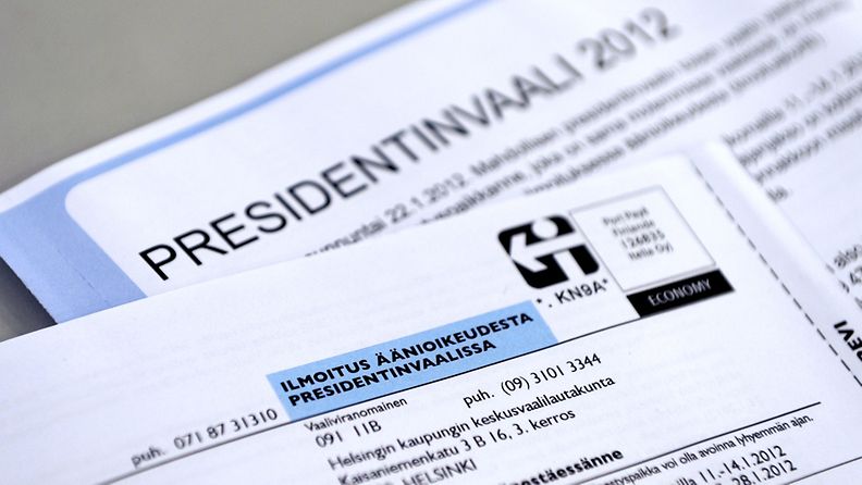 Ilmoituksia äänioikeudesta Presidentinvaalissa 2012. 