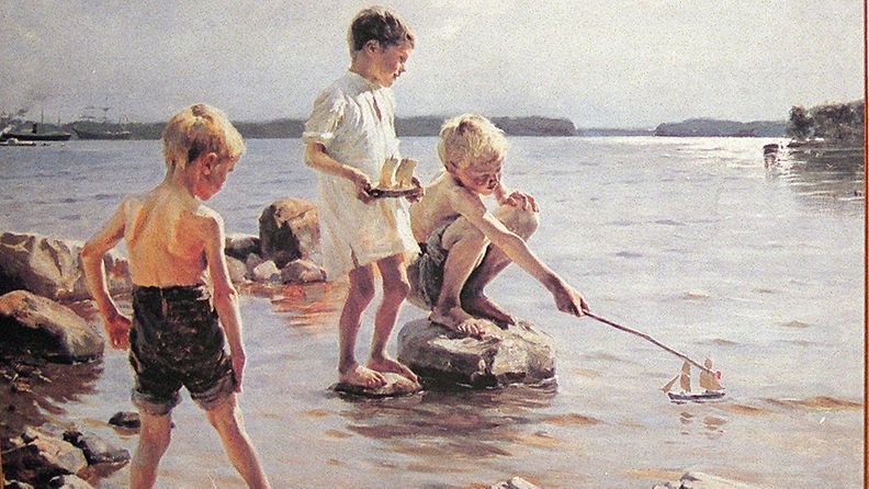 Albert Edelfeltin teos "Leikkiviä poikia rannalla".