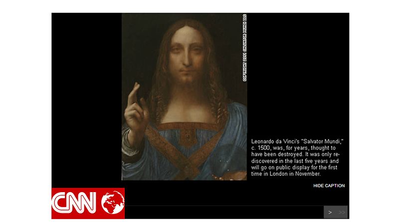 Kuvakaappaus CNN:n sivuilta. Leonardo da Vincin maalaus Salvador Mundo. 