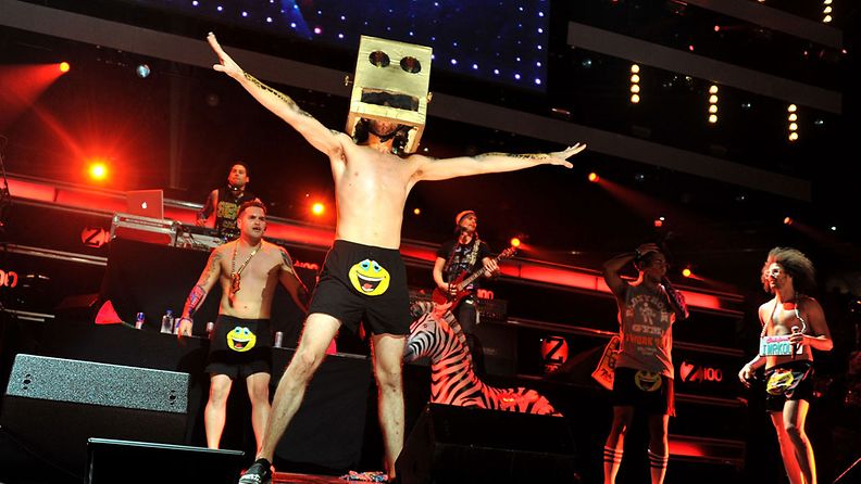 LMFAO performs onstage during Z100's Jingle Ball 2011, presented by Aeropostale at Madison Square Garden on December 9, 2011 in New York City. 