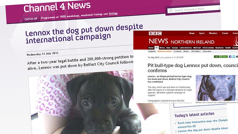Taistelu Lennox-koiran puolesta päättyi. Kuvakaappaukset BBC ja Channel 4.