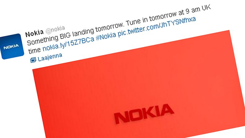 Kuvakaappaus Nokian Twitter-tilistä. 