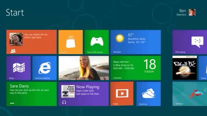 Windows 8. Kuvakaappaus Microsoftin esittelyvideosta.
