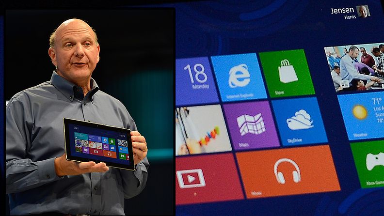 Toimitusjohtaja Steve Ballmer esittelemässä Microsoftin uutuutta.