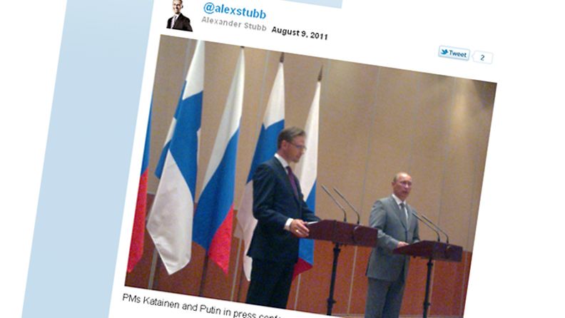 Alexander Stubbin lähettämä kuva pääministeritapaamisesta TwitPic-palveluun, ruutunäkymä