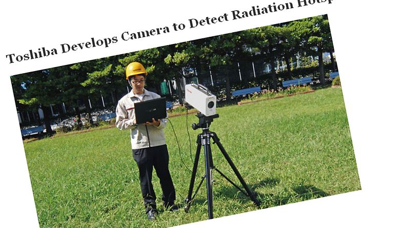 Toshiban kehittämä kamera radioaktiivisen säteilyn paikallistamiseen. Kuvaruutunäkymä Tech On -sivustolta.