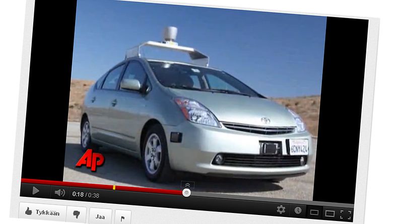 Googlen itsestään ohjaava auto. Kuvakaappaus YouTubesta.