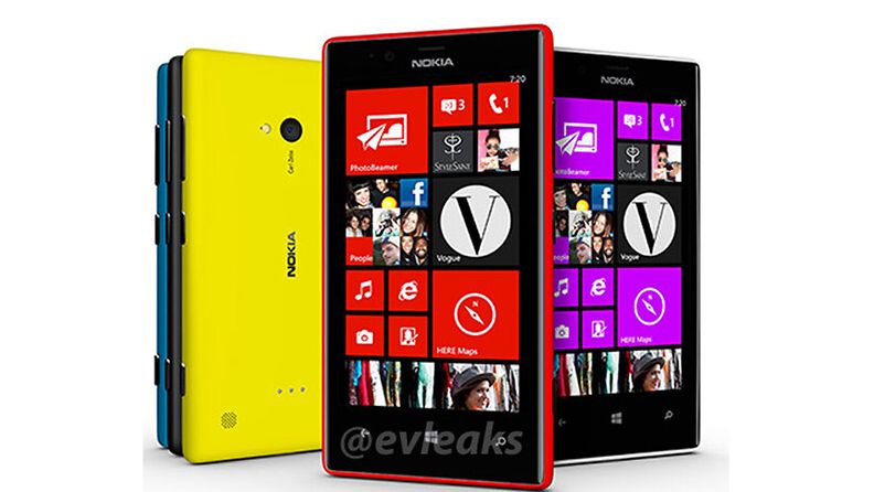 Väitetty kuva Lumia 720 puhelimesta. Kuvakaappaus @evleaks