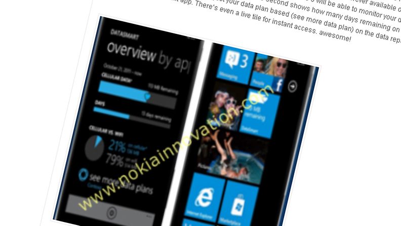 Huhukuva WP8 käyttöjärjestelmästä. Kuvakaappaus Nokia Innovationin sivuilta.