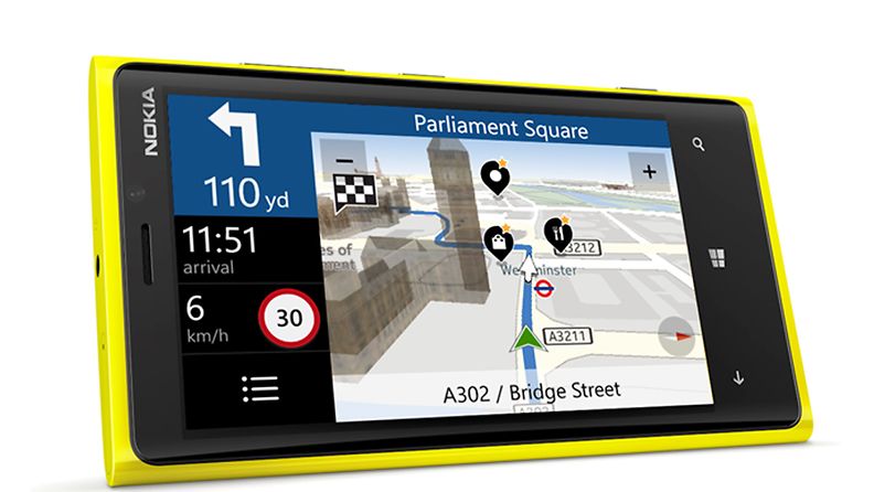Nokia navigointisovellus. Kuvakaappaus Windows Phone Blogista.