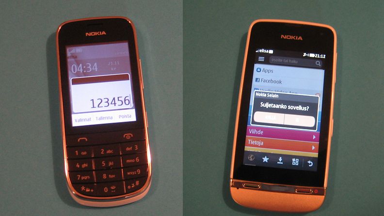Nokia Asha 311 (oikealla) ja Asha 203