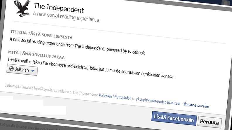 Facebookissa uutislinkkiä klikannutta käyttäjää pyydetäänkin asentamaan sovellus.