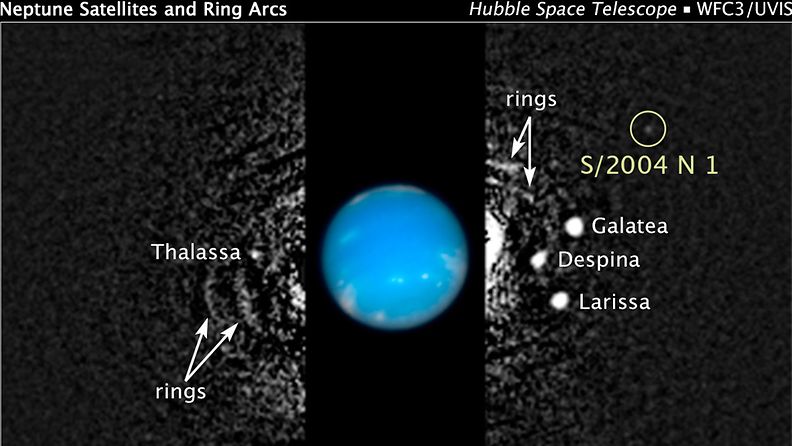 Astronomien epäilykset Neptunuksen uudesta kuusta heräsivät, kun avaruusteleskooppi Hubblen kuvissa havaittiin pieni valkoinen piste.