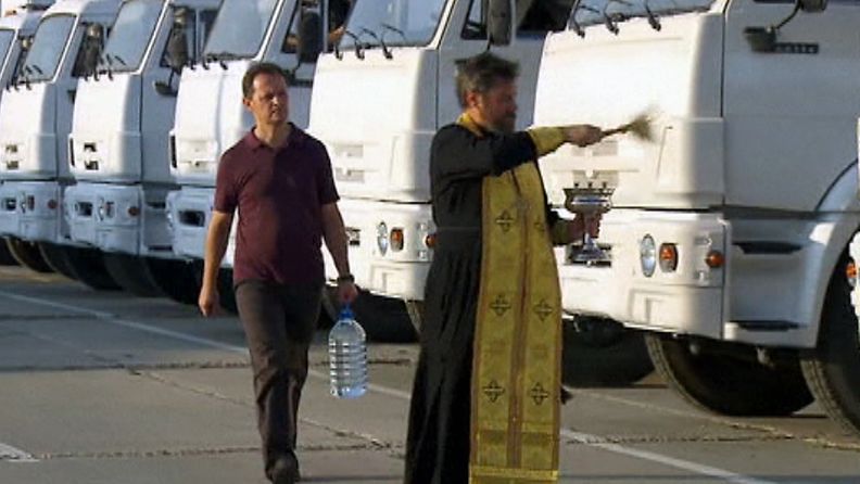 Venäjä avustuskolonna rekkasaattue pappi Ukraina