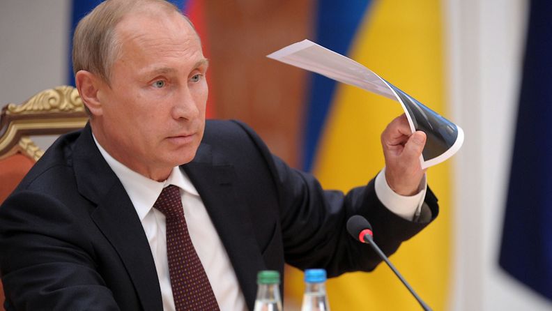 Venäjän presidentti Vladimir Putin Ukraina-tapaamisessa Valko-Venäjällä 26. elokuuta 26. elokuuta 2014.
