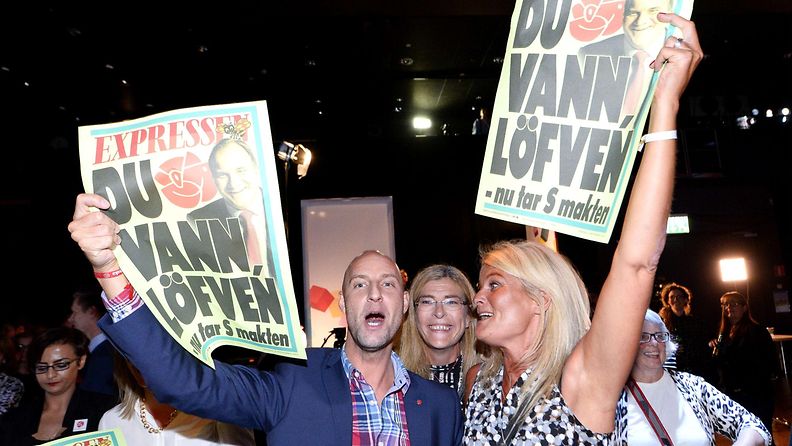 Sosiaalidemokraattien kannattajia Ruotsin parlamenttivaalit 2014