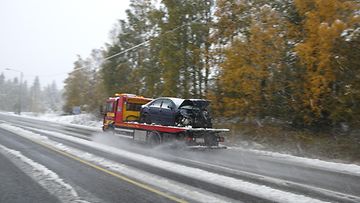 Itä-Suomessa satoi useita senttimetrejä lunta 23. syyskuuta 2014.