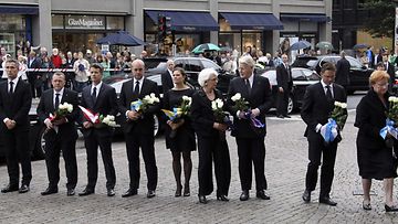 Pohjoismaiden valtionjohtoa oli paikalla muistotilaisuudessa 21.8.2011.