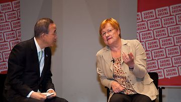 Ban Ki-Moon, Tarja Halonen, SuomiAreena 2011, kuvaaja: Ville Malja