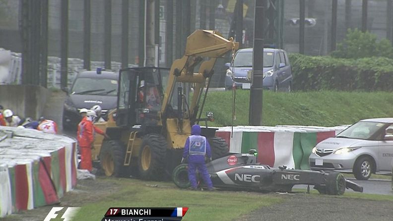 Adrian Sutil ja Jules Bianchi ajoivat ulos samassa paikassa