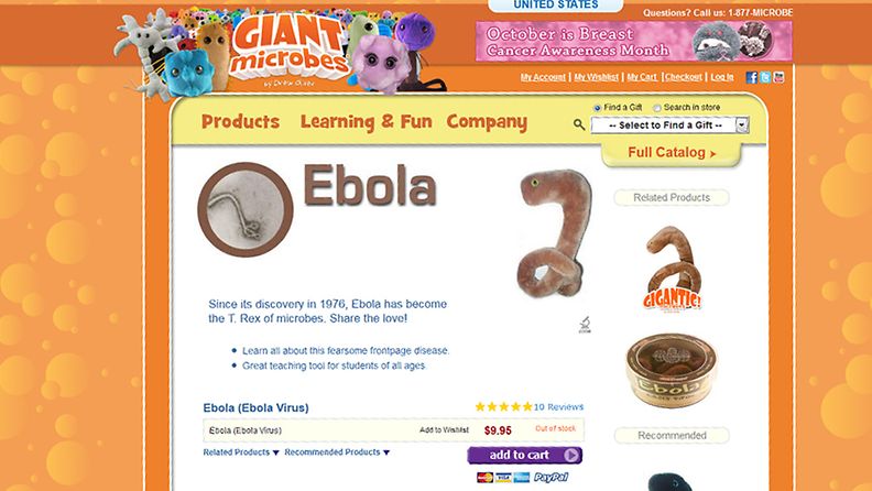 Yhdysvaltalainen yrtys myy ebola-pehmoleluja netissä