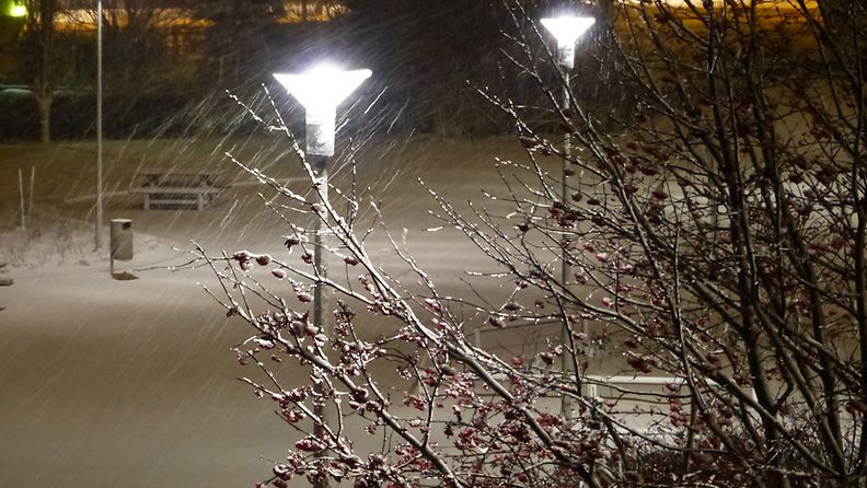 Räntä- ja lumisateita Vaasassa 4. marraskuuta 2014. Lukijan kuva: Matti Hietala