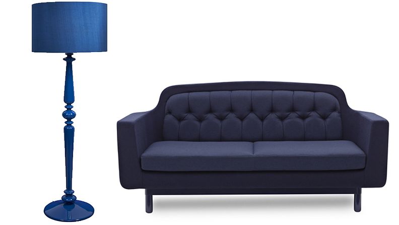 sininen kollaasi sohva