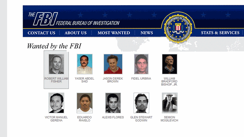 FBI kymmenen etsityintä