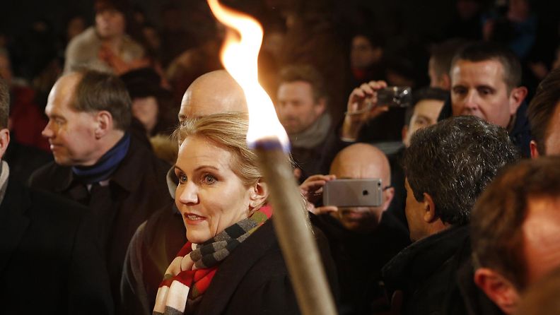 Tanskan pääministeri Helle Thorning-Schmidt osallistui myös Kööpenhaminassa pidettyyn muistotilaisuuteen.