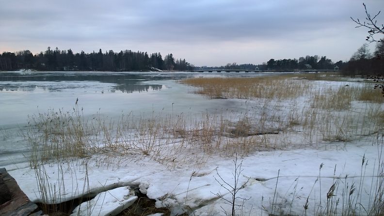 Lauhaa säätä ja heikkoja jäitä Seurasaaressa Helsingissä 25. helmikuuta 2015.