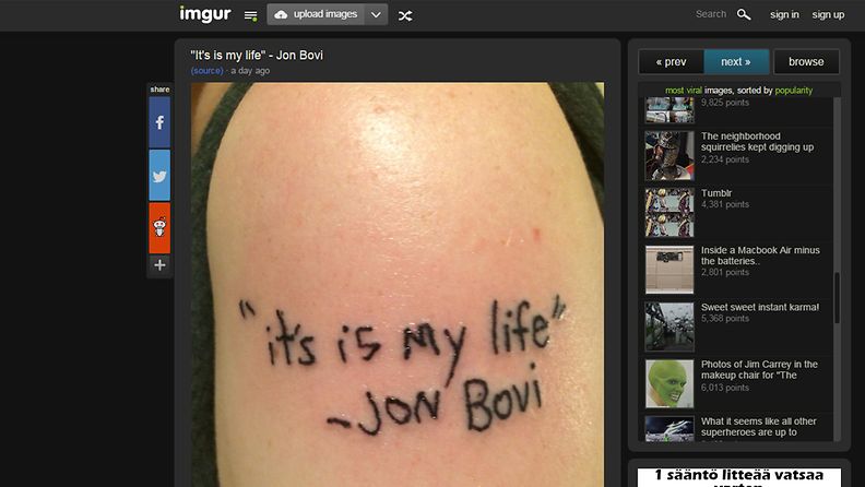 Fanin Bon Jovi -tatuointi meni pahasti pieleen