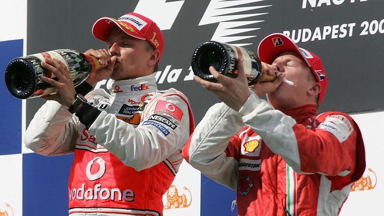 Heikki Kovalainen ja Kimi Räikkönen vuonna 2008.