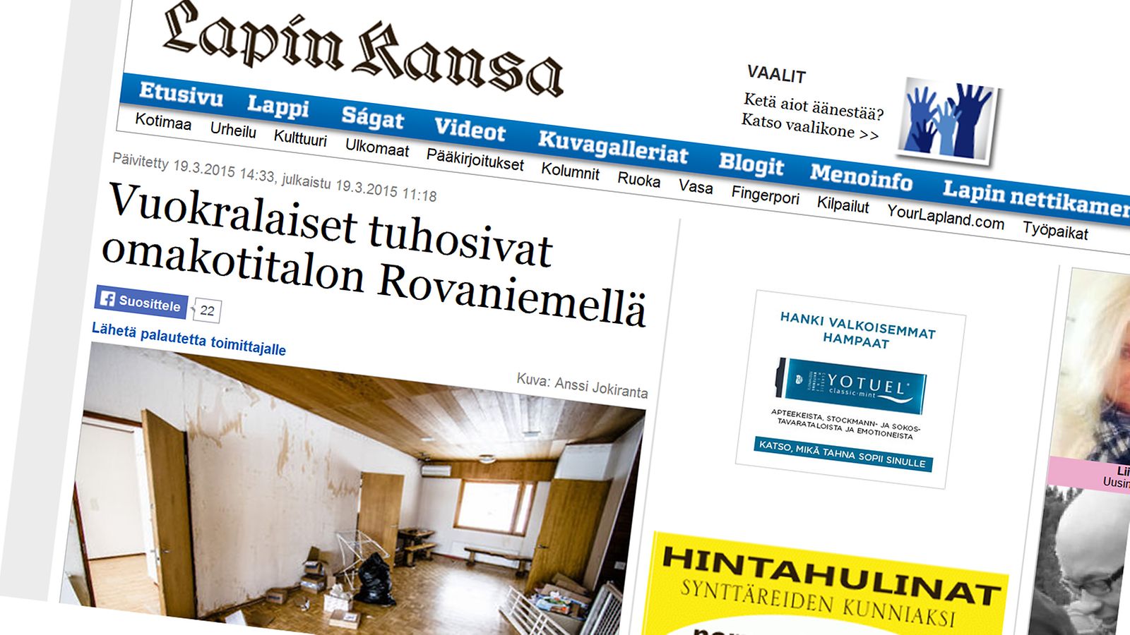 Lapin Kansa: Vuokralainen tuhosi talon 