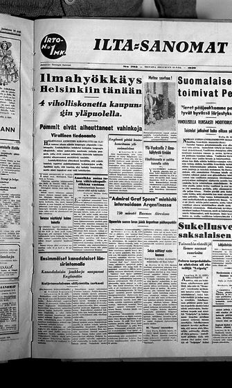 Ilta-Sanomat 19.12.1939 talvisota pommitus