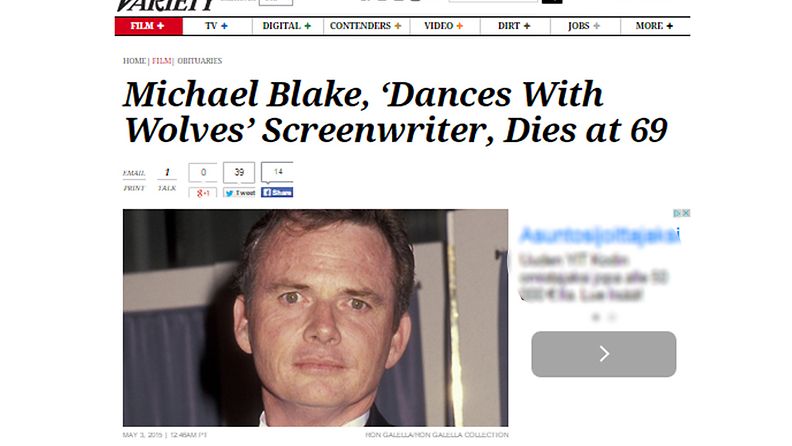 Michael Blake on kuollut