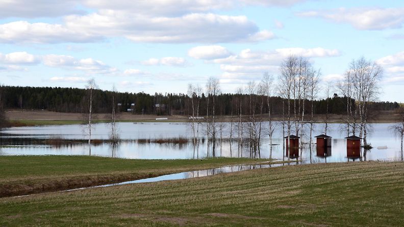 Kevättulvaa Nurmeksessa 10. toukokuuta 2015. Lukijan kuva: Maija Savolainen
