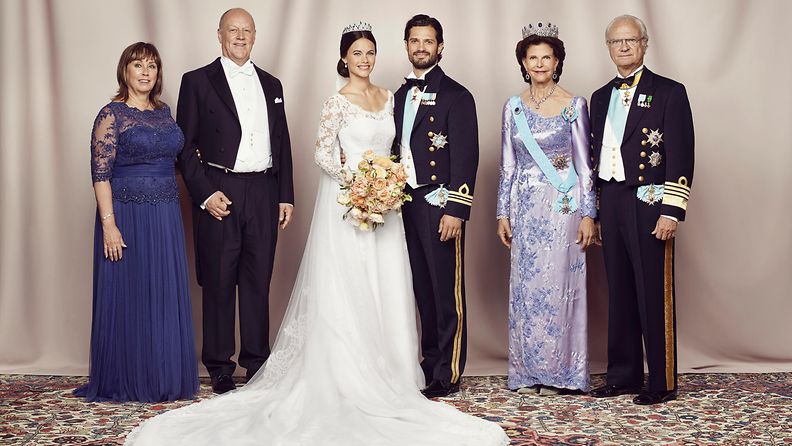 Sofian vanhemmat Marie ja Erik, Sofia ja Carl Philip, Silvia ja Kaarle Kustaa.