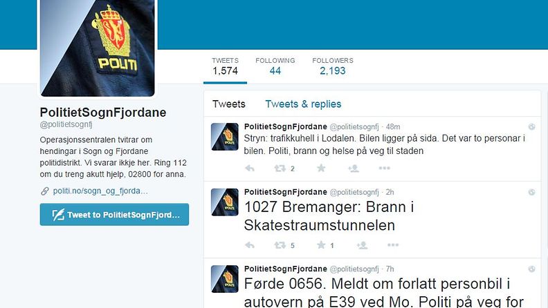 Norjan poliisi twitter