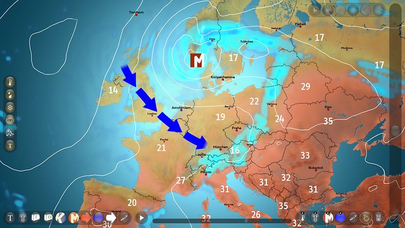 Euroopan sääennuste 1. syyskuuta 2015.